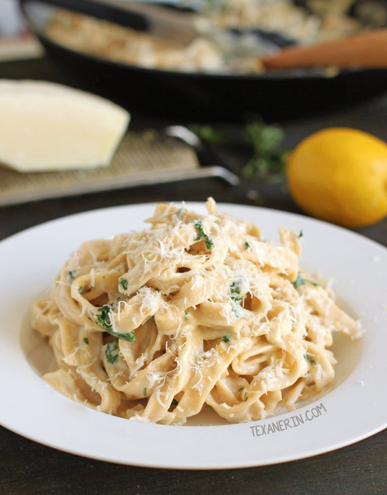 Quick and Easy Healthier Fettuccine Alfredo – with gluten-free and whole grain options!