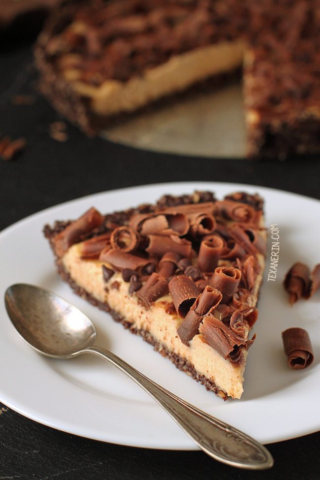 This healthier no-bake peanut butter pie is naturally sweetened and uses natural peanut butter! (grain-free, gluten-free, and raw)