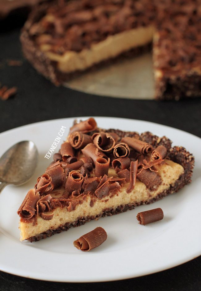 Healthier No-bake Peanut Butter Pie – naturally sweetened and uses natural peanut butter! (grain-free, gluten-free, and raw)!