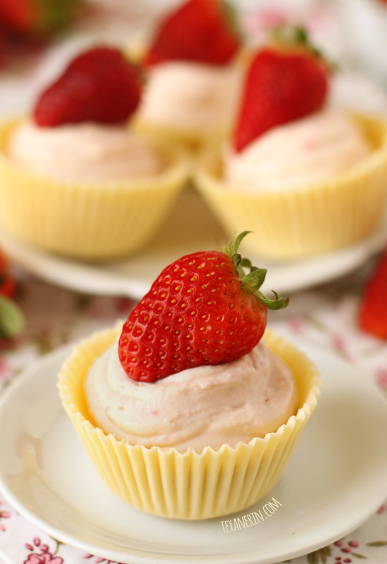 Strawberry Cheesecake Mousse in White Chocolate Cups