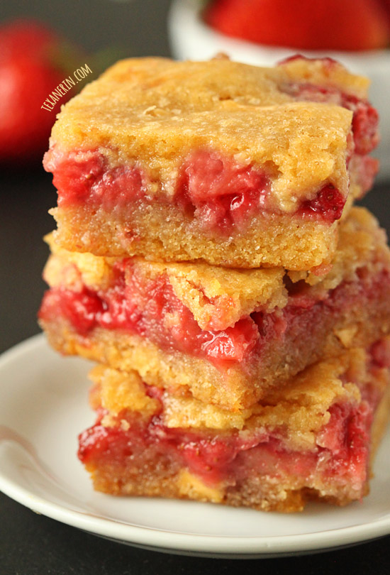 These Strawberry White Chocolate Blondies are loaded with white chocolate!