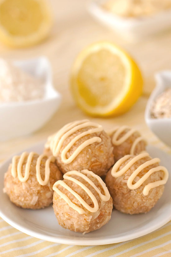 Lemon Coconut Balls – happen to be gluten-free and they're sweetened with just a little maple syrup! With a vegan option and dairy-free.
