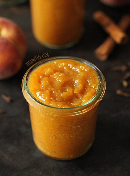 Honey Sweetened Spiced Peach Jam – pectin-free and super easy!