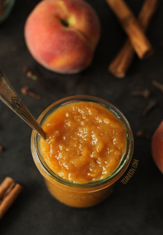 Honey Sweetened Spiced Peach Jam – free of pectin and super simple!