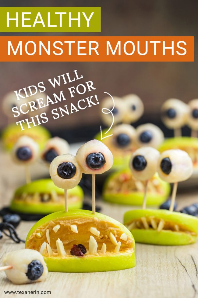 These monster mouths are perfect healthy Halloween treats and just use apples, strawberry jam, nut or seed butter, and almonds / sunflower seeds. Naturally paleo, vegan, nut-free, grain-free, gluten-free and dairy-free.