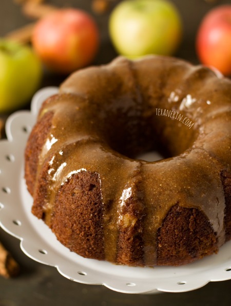 A super moist apple butter bundt cake full of fall flavor and with maple cinnamon almond butter glaze! Grain-free, gluten-free and dairy-free