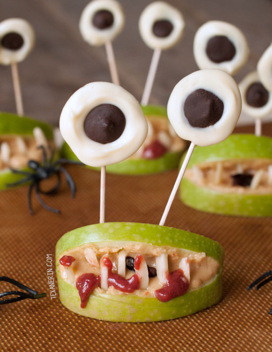 Halloween Monster Mouths - a great health Halloween snack! Free of processed food and naturally vegan, paleo and gluten-free. Can also be made nut-free.