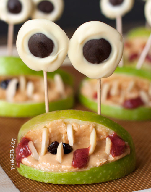 Halloween Monster Mouths - a great health Halloween snack! Free of processed food and naturally paleo, vegan, and gluten-free. Can also be made nut-free.