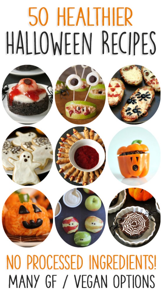 50 of the best healthier Halloween recipes! Free of processed food and food coloring with many allergy-friendly options.