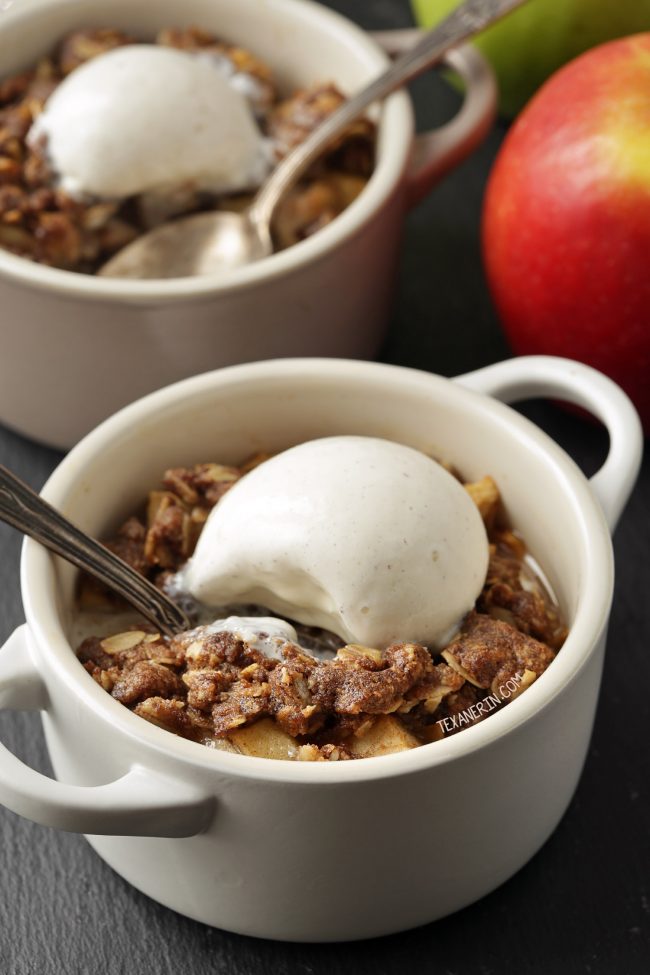 Easy Gluten-free Apple Crumble for Two - vegan and dairy-free option and 100% whole grain!