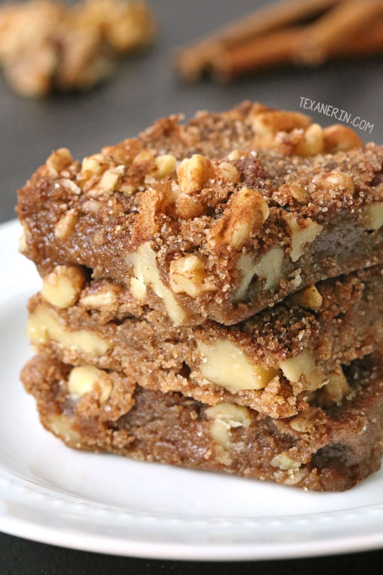 Cinnamon Walnut Blondies {100% whole grain, dairy-free}