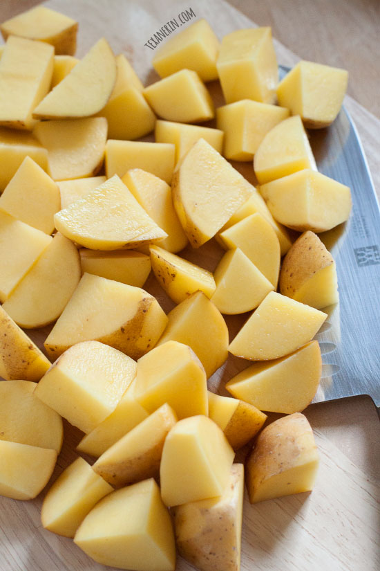Greek Style Roasted Potatoes – creamy centers and crisp exteriors! Naturally vegan and gluten-free.
