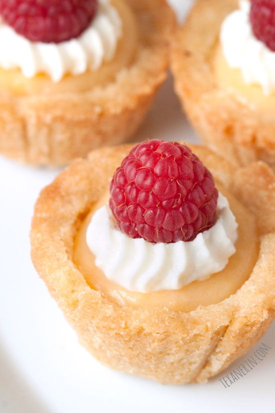 100% Whole Grain Mini Lemon Curd Tarts with a cookie-like crust!