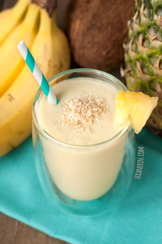 Healthy and Delicious Piña Colada Smoothie – uses coconut milk making it dairy-free and vegan!