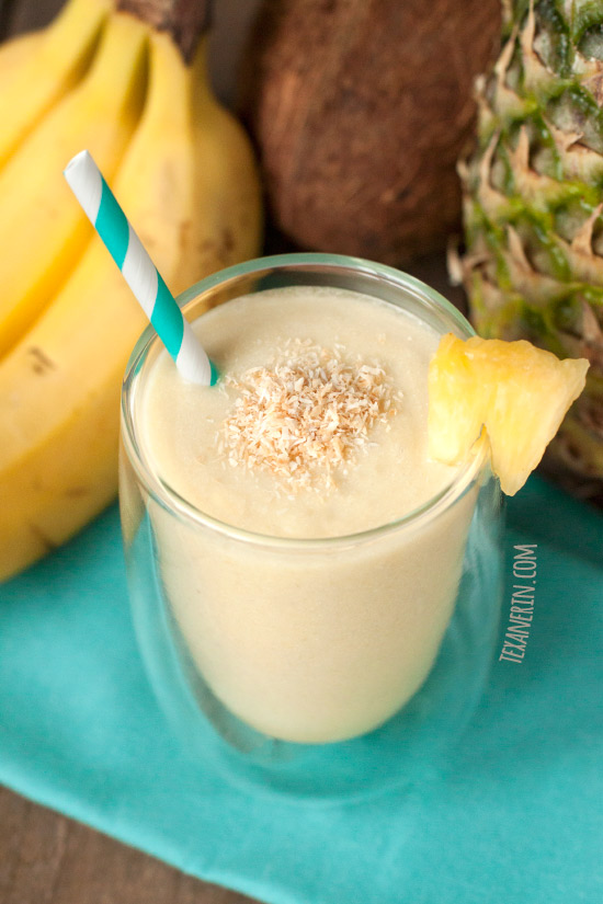 Healthy Piña Colada Smoothie (vegan, dairy-free) - Texanerin Baking