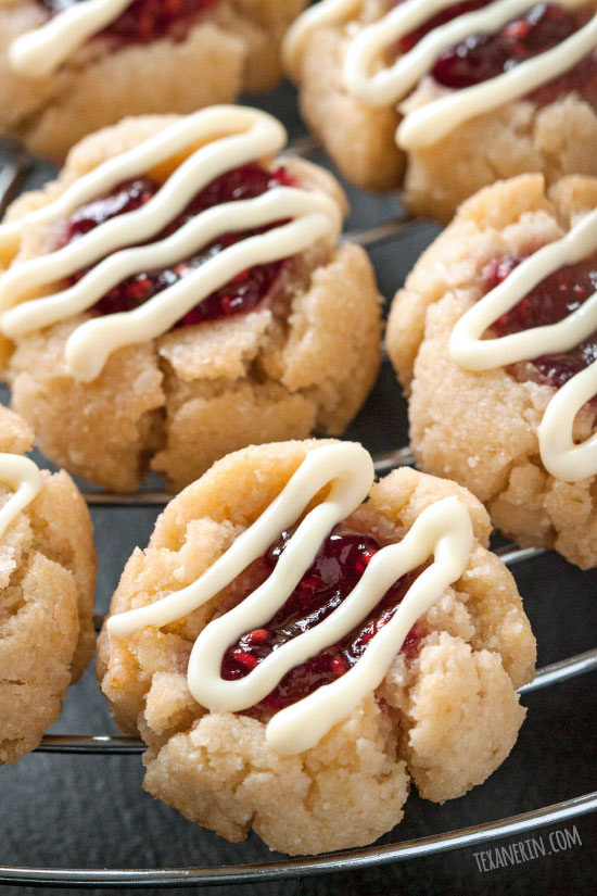 Soft and Chewy Raspberry Thumbprint Cookies – Great with almond or lemon extracts! {grain-free, gluten-free and dairy-free}