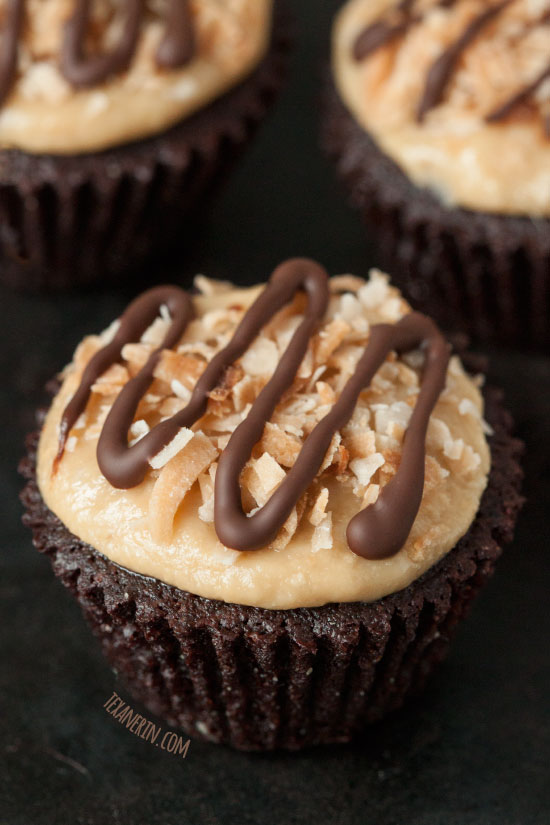 These super fudgy grain-free, gluten-free and dairy-free brownie bites have a healthier coconut peanut butter frosting that sends them over the top!
