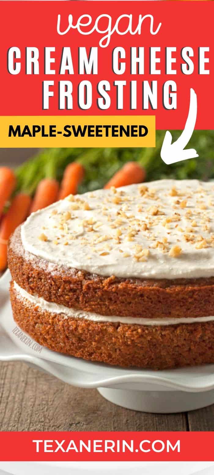 This vegan cream cheese frosting doesn't have any unusual ingredients (and no processed vegan cream cheese!), is maple sweetened and dairy-free! A great vegan frosting recipe.