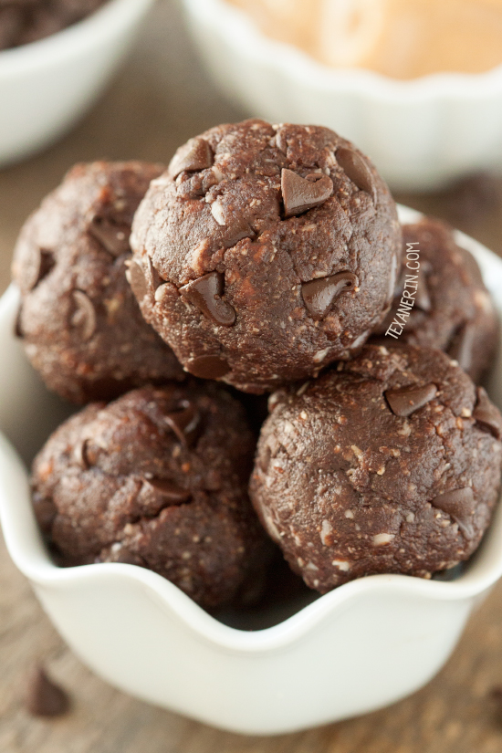 No-bake Chocolate Peanut Butter Protein Balls without protein powder (vegan, grain-free, gluten-free, and dairy-free)