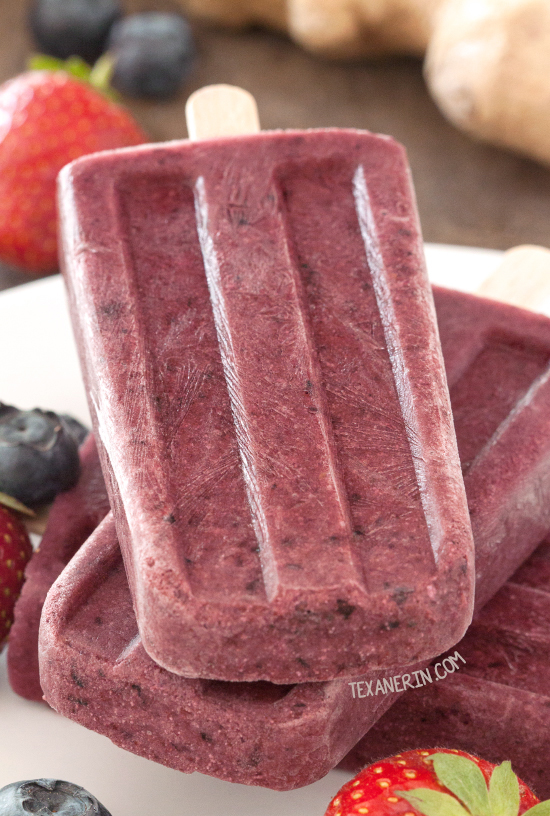 Ginger Berry Popsicles {fruit-sweetened, paleo, naturally gluten-free, vegan and dairy-free}