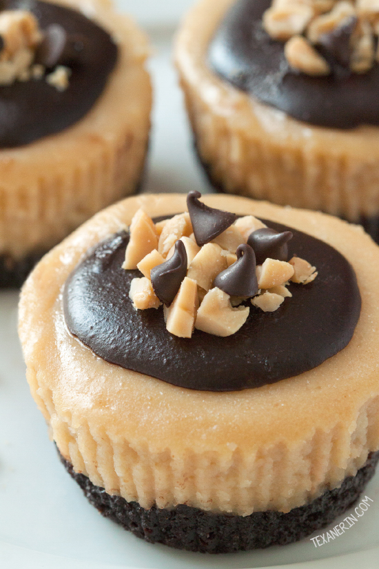 Mini Peanut Butter Cheesecakes {grain-free, gluten-free, whole grain options and naturally sweetened}