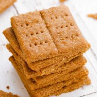 photo of a stack of homemade vegan graham crackers