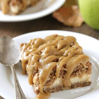 Caramel apple cheesecake bars (gluten-free, 100% whole grain)