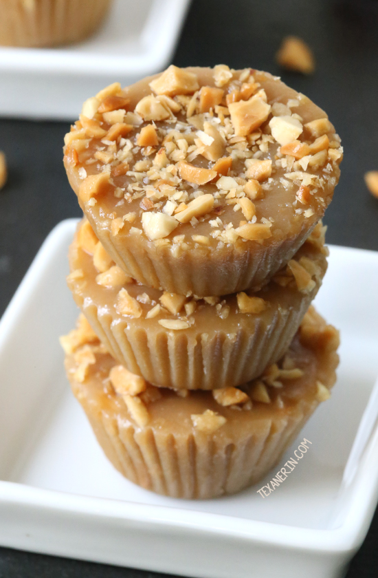 This 4-ingredient peanut butter fudge only takes a few minutes to make and is naturally vegan, gluten-free, grain-free, plus dairy-free. It's also sweetened with maple syrup, which gives it a slightly caramel-like texture! With a paleo option.