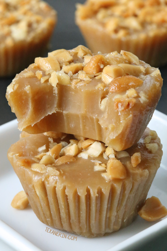 This 4-ingredient peanut butter fudge only takes a few minutes to make and is vegan, gluten-free, grain-free, and dairy-free. It's also sweetened with maple syrup, which gives it a slightly caramel-like texture! With a paleo option.