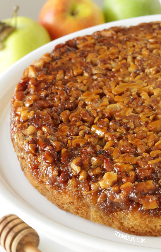 Apple Upside Down Cake with Honey (dairy-free, gluten-free and whole grain options)