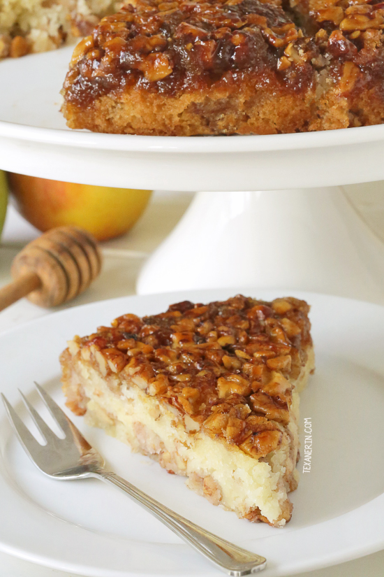 Apple Upside Down Cake with Honey (dairy-free with gluten-free and 100% whole grain options)