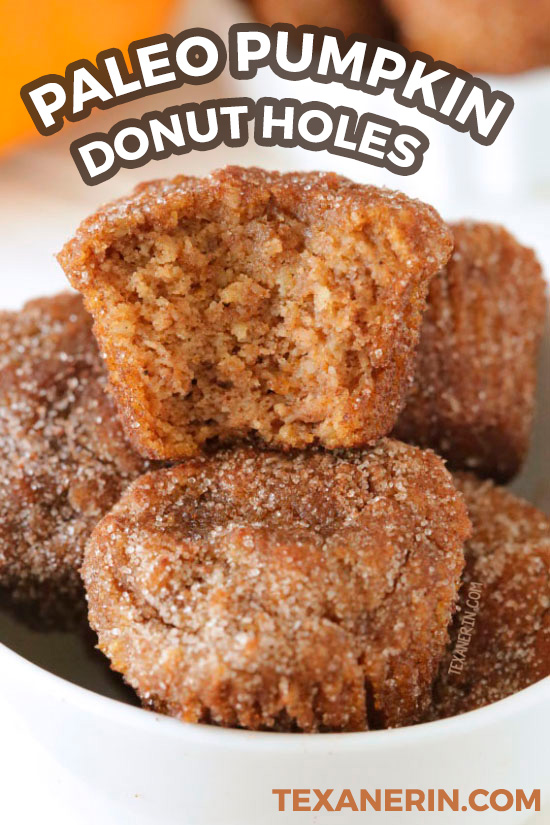 These delicious gluten-free pumpkin donuts are paleo, grain-free and dairy-free. Can also be made as regular muffins and are coated in cinnamon sugar.
