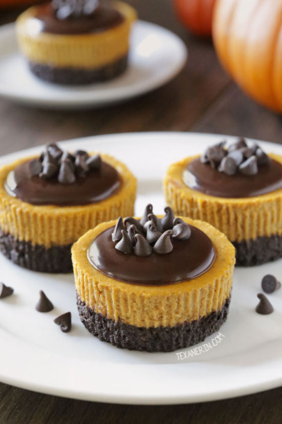 Mini Pumpkin Cheesecakes {gluten-free and whole grain options – can also be made with all-purpose flour!}