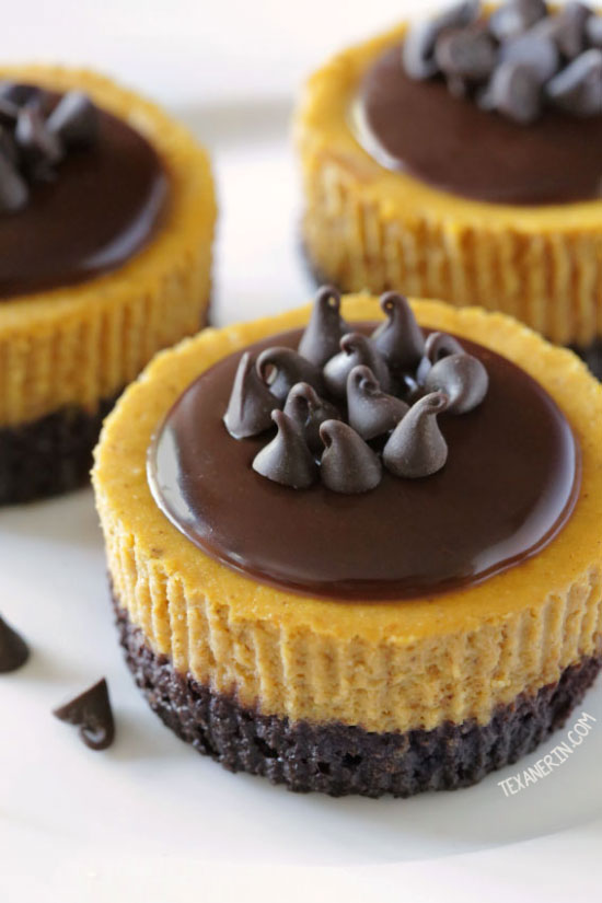 Mini Pumpkin Cheesecakes {gluten-free, and whole grain options – can also be made with all-purpose flour!}