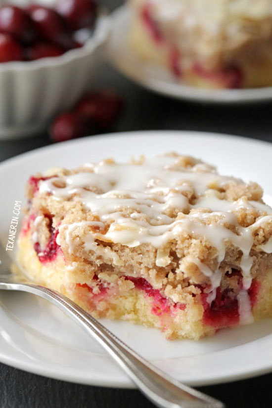 These almond cranberry bars have a dense, almost gooey-like cake base and are topped with a hefty amount of streusel! With gluten-free and 100% whole grain options.