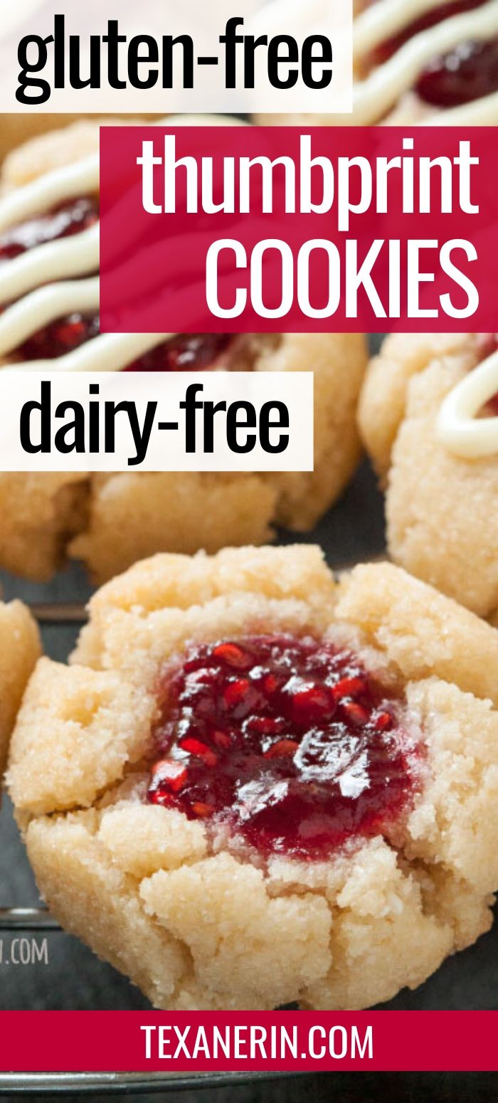 These gluten-free thumbprint cookies are also grain-free and dairy-free! Can be adapted to use different zests, extracts and jams.