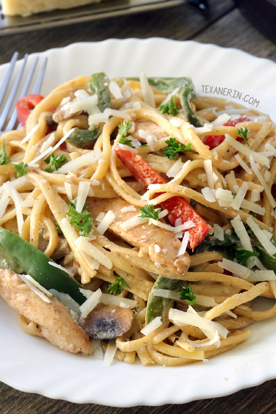 Healthier Cajun Chicken Pasta – has a milk and cheese-based sauce and can be made gluten-free or 100% whole grain.