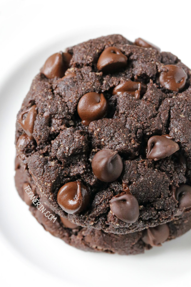 Perfect Paleo Double Chocolate Cookies – super rich, soft and chewy just like a regular double chocolate cookie! With a vegan option. Nobody will know these are paleo, grain-free, gluten-free, and dairy-free.