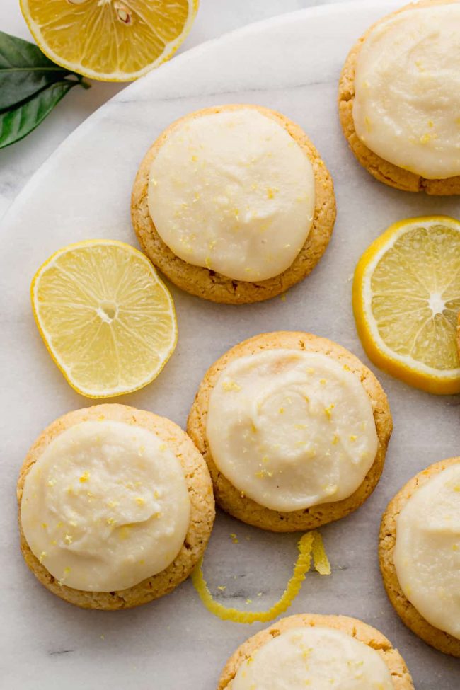 Vegan lemon cookies that are also paleo, easy to make and have a delicious frosting!