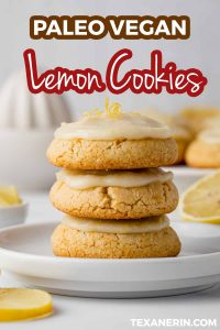 pin graphic showing marble plate filled with gluten-free lemon cookies