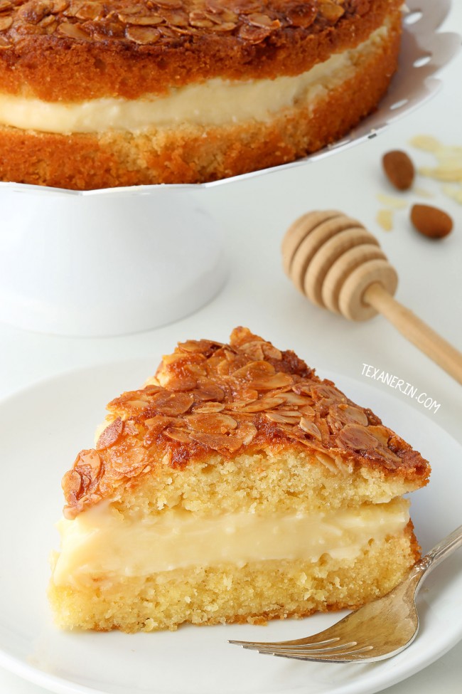 Bienenstich (Bee Sting Cake) – dairy-free and can be made with gluten-free, 100% whole grain or all-purpose flour.