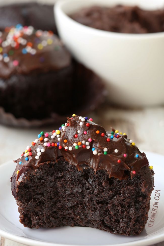 These paleo chocolate cupcakes are moist but not eggy and have a rich, dark chocolaty taste! (gluten-free, grain-free and dairy-free)