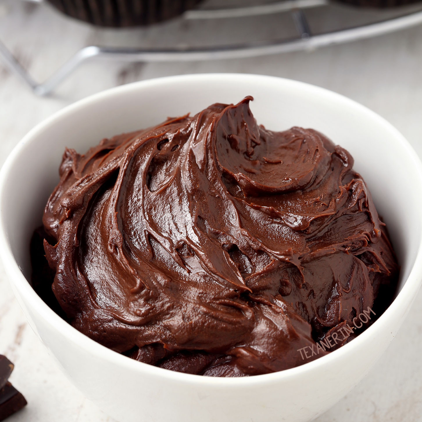 Paleo Vegan Fudge Frosting (dairy-free, gluten-free) - Texanerin Baking