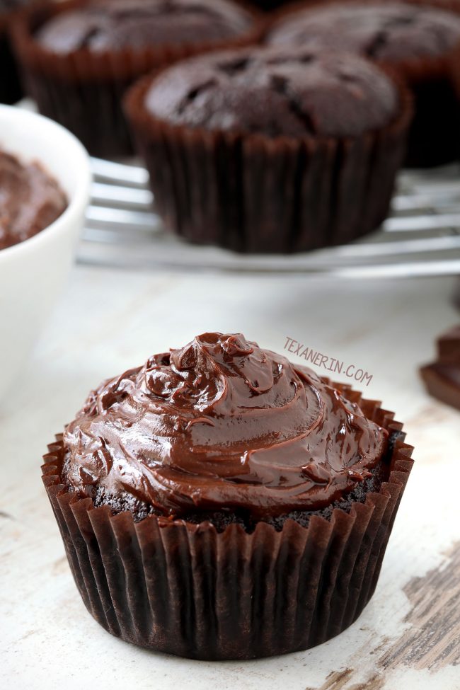 5-minute and 4-ingredient Paleo Chocolate Fudge Frosting. Can be piped and holds up perfectly at room temp! Please click through to the recipe to see all the dietary-friendly options.