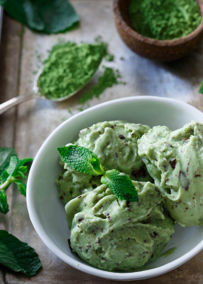 Matcha Mint Chocolate Chunk Ice Cream from Running to the Kitchen