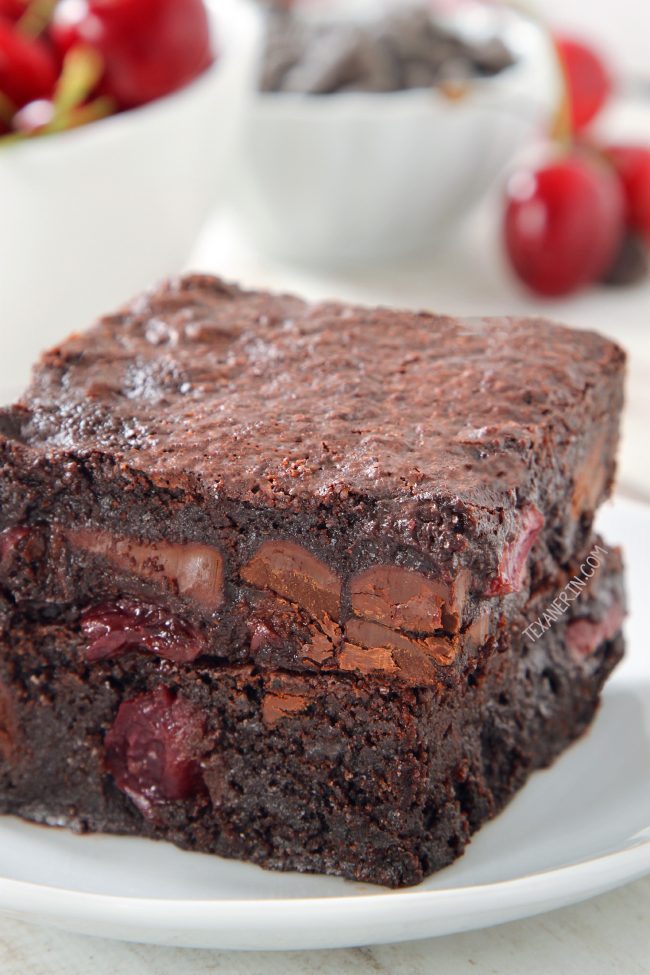 Super Fudgy Chocolate Cherry Brownies (gluten-free, dairy-free and 100% whole grain options)