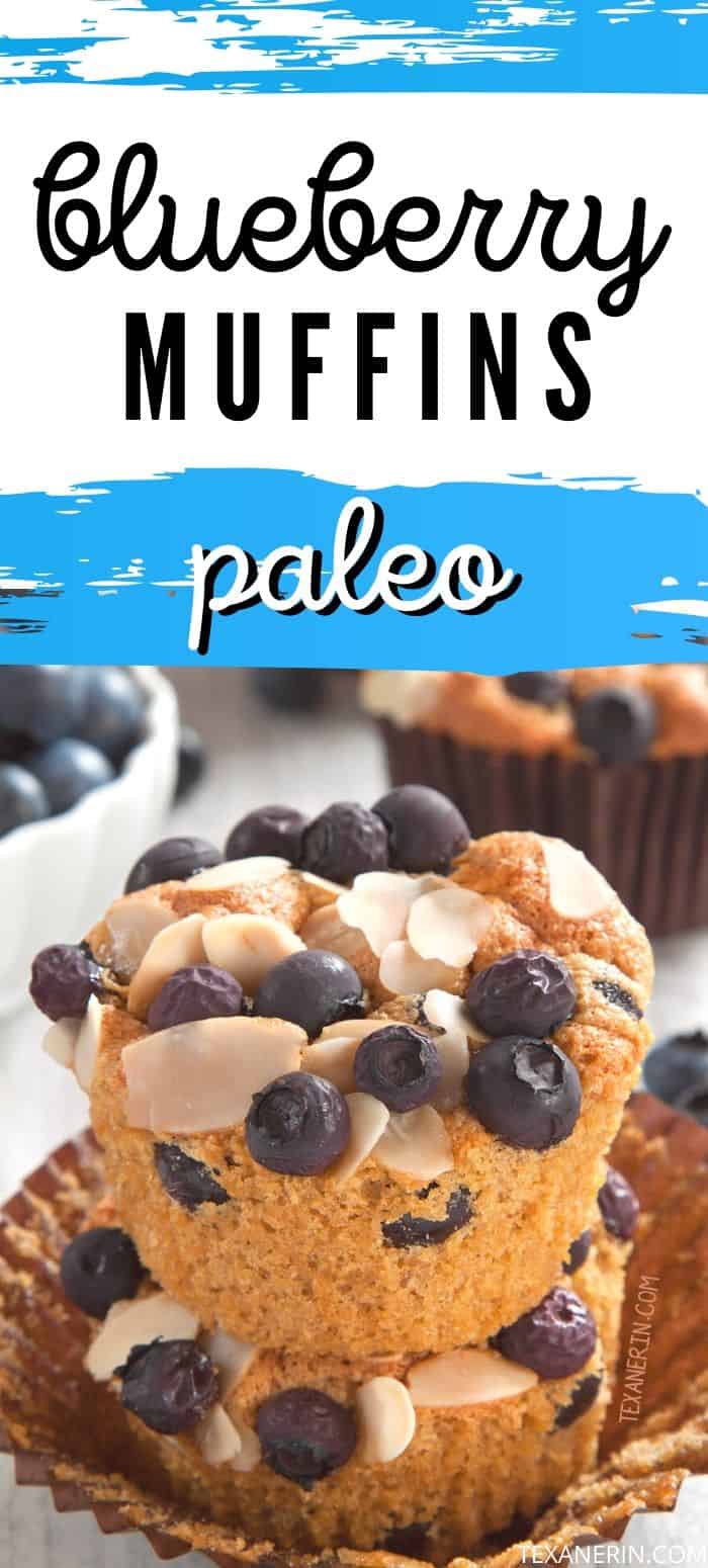 The best paleo blueberry muffins ever! They have a great texture, like angel food cake, and a delicious almond taste. Grain-free, gluten-free and dairy-free. An amazing paleo muffin recipe!