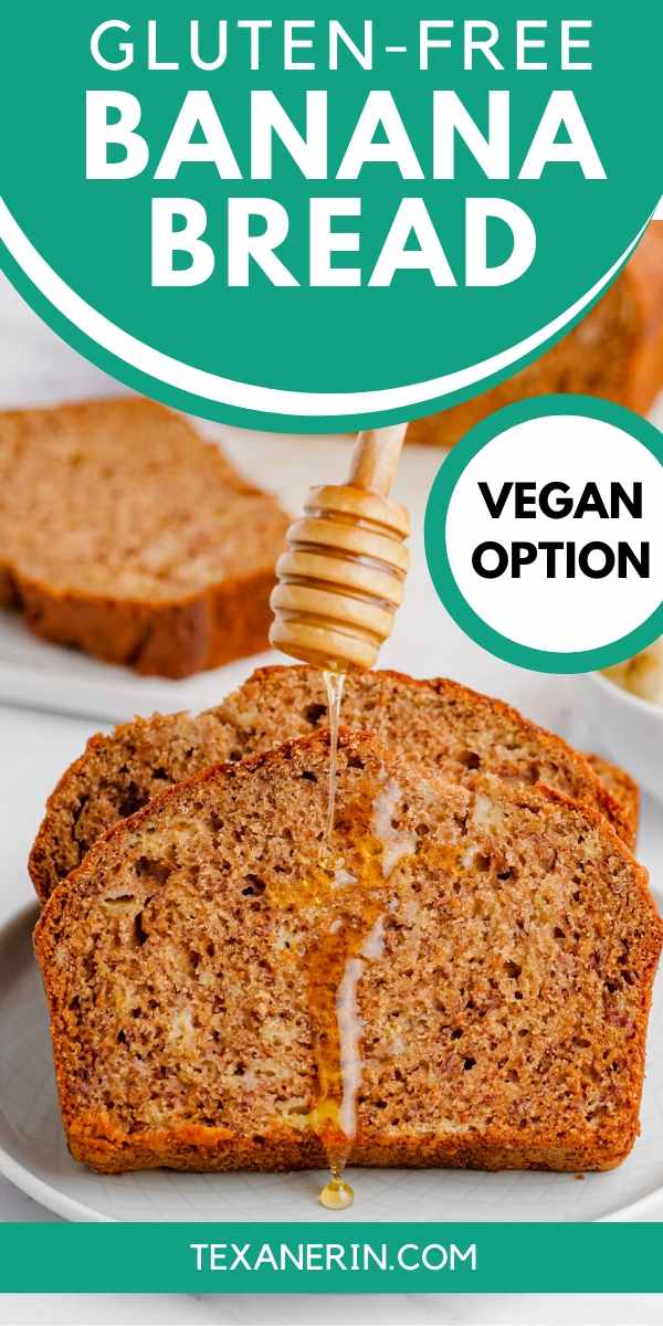 This gluten-free banana bread recipe yields a super moist, flavorful and not at all gummy loaf that is sure to please even gluten-eaters! It's also dairy-free with a vegan option.