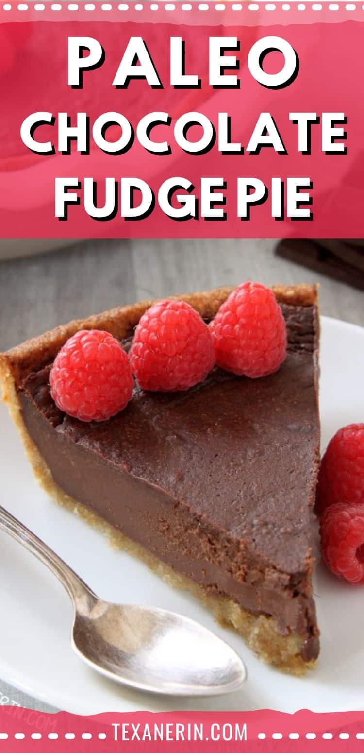 This paleo chocolate fudge pie is silky smooth, fudgy and decadent and has an almond flour-based crust. An amazing gluten-free pie recipe!