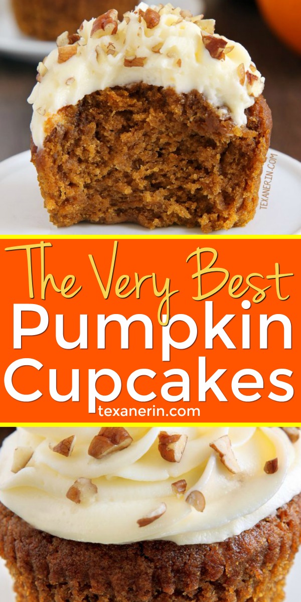 These pumpkin cupcakes are super moist, incredibly delicious and topped off with cream cheese frosting (with a dairy-free option). Can be made gluten-free, 100% whole grain and with all-purpose flours.